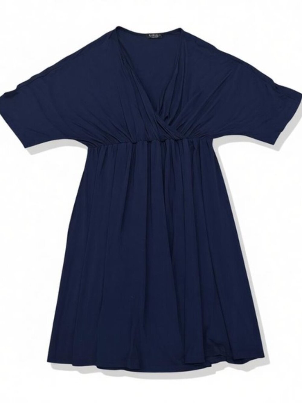 NWOT Ekouaer Navy Blue Kimono Sleeve Empire Waist Maternity Nursing Dress L